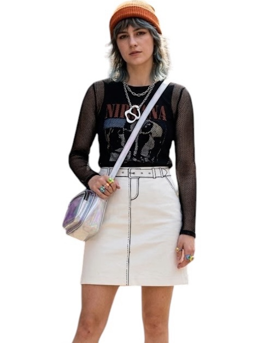 W by Worth Women’s Pop Art White  Sketch Skirt
